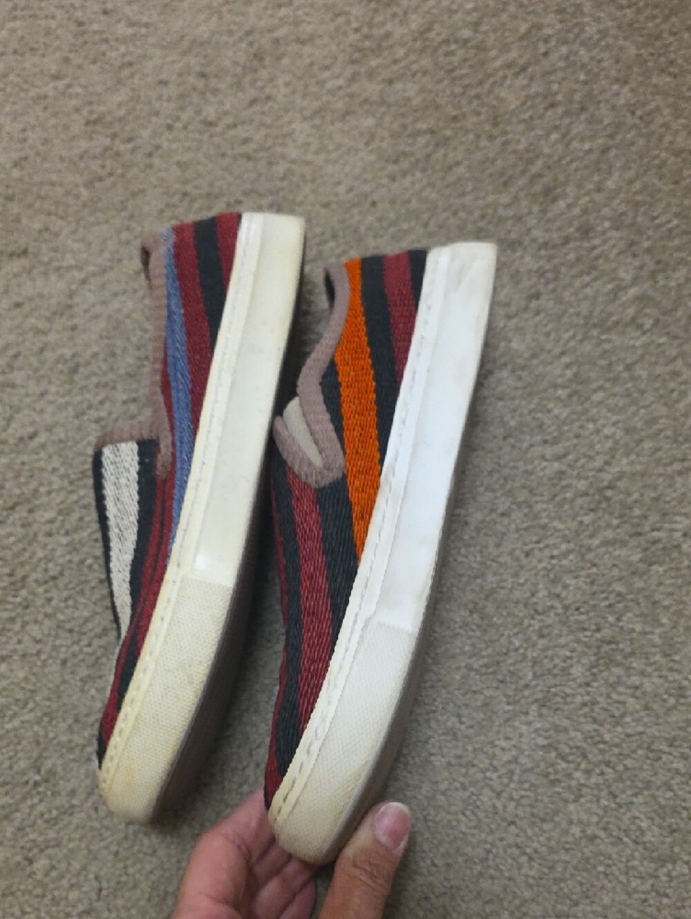 RES IPSA Slip-On Canvas Shoes in Red, Black & Cream - Picture 3 of 10